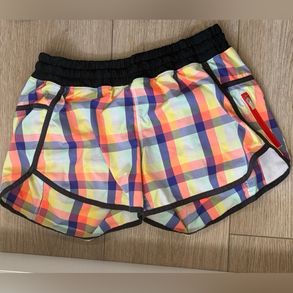 Lululemon Speed Shorts 2013 Seawheeze Entry Short Plaid Sz 8
